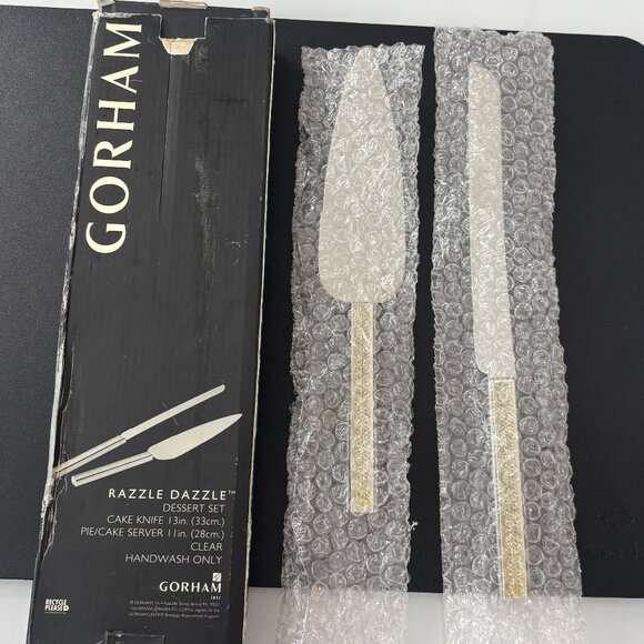 Gorham "Razzle Dazzle" Clear Dessert Set (Cake Knife & Server) Stainless Steel - Picture 7 of 10